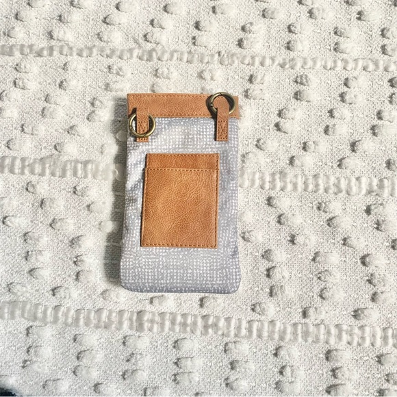 Thirty-One Phone Purse Grey/White with tan accent - Picture 2 of 4